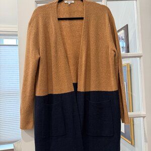 Madewell Duster Length Sweater - Navy/Camel - Size M